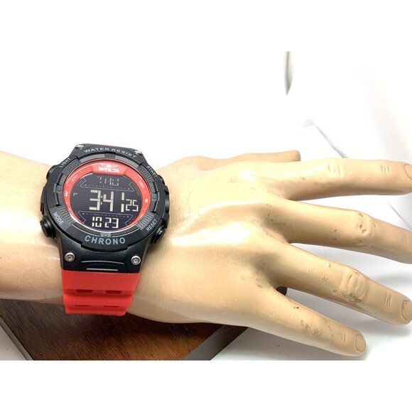 Invicta Men's Watch 47528 Racing Quartz Digital Black Red Resin Strap 52mm - Picture 4 of 14